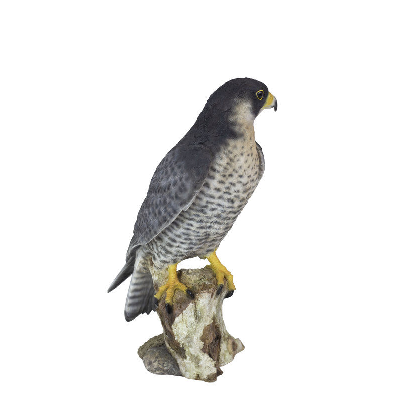 Brown Peregrine Falcon on branch | Handcrafted Decorative Bird Statue for Home & Garden | Premium Polyresin, Weather-Resistant Indoor/Outdoor Indoor/Outdoor Decor