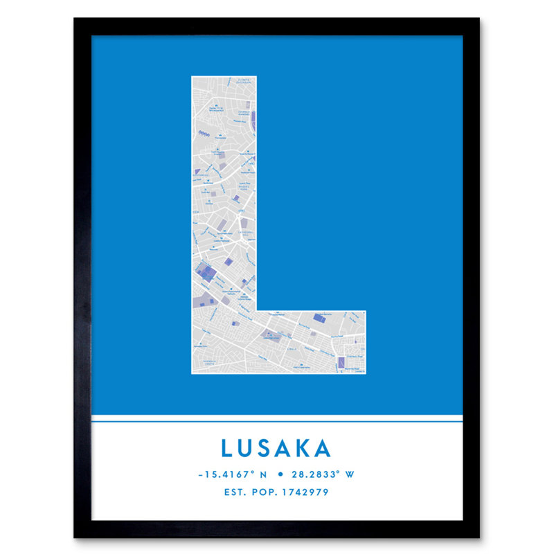 Lusaka Zambia City Map - Single Picture Frame Typography