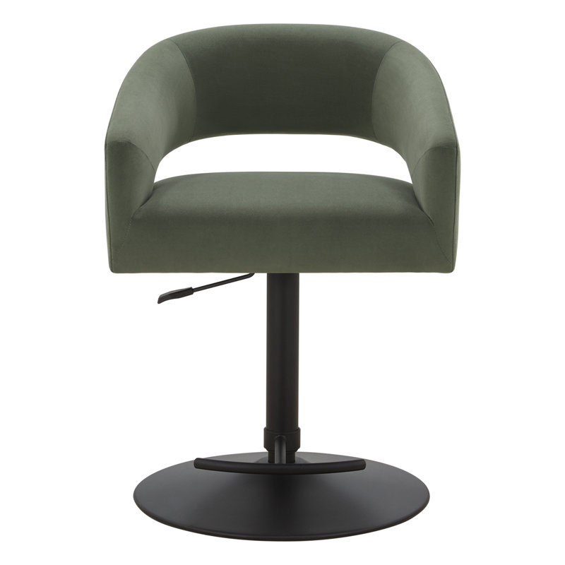 Tabouret de comptoir pivotant à hauteur réglable Kira, Velours Soren Olivine