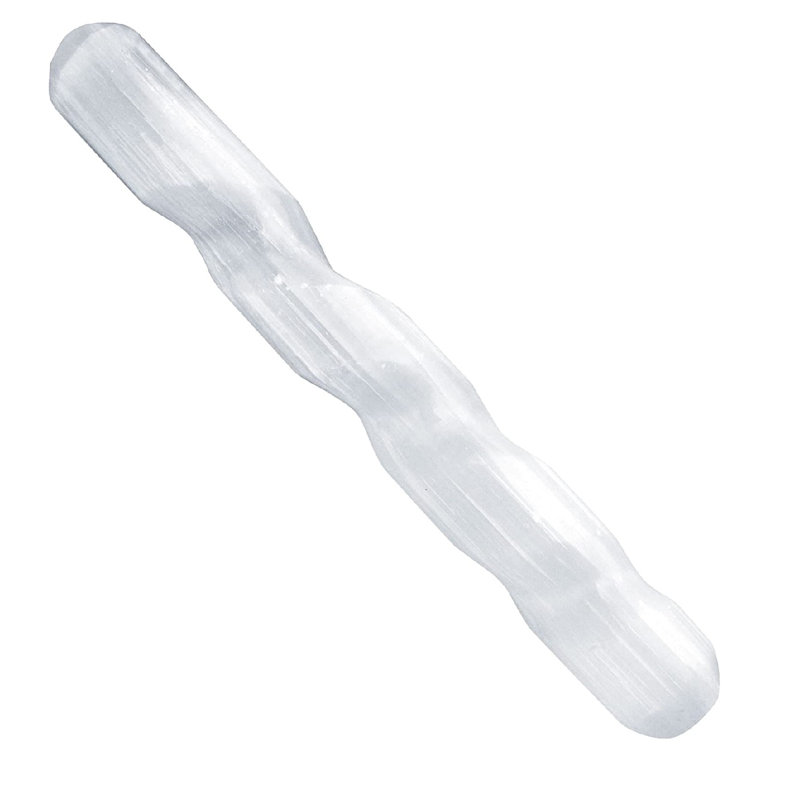Baguette spirale en cristal Daken Selenite, blanc, 6 po