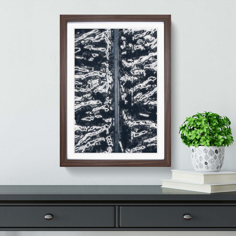 Zebra Stripes in Iceland - Picture Frame Painting Print, 36cm H x 27cm W x 2cm D, Walnut Framed