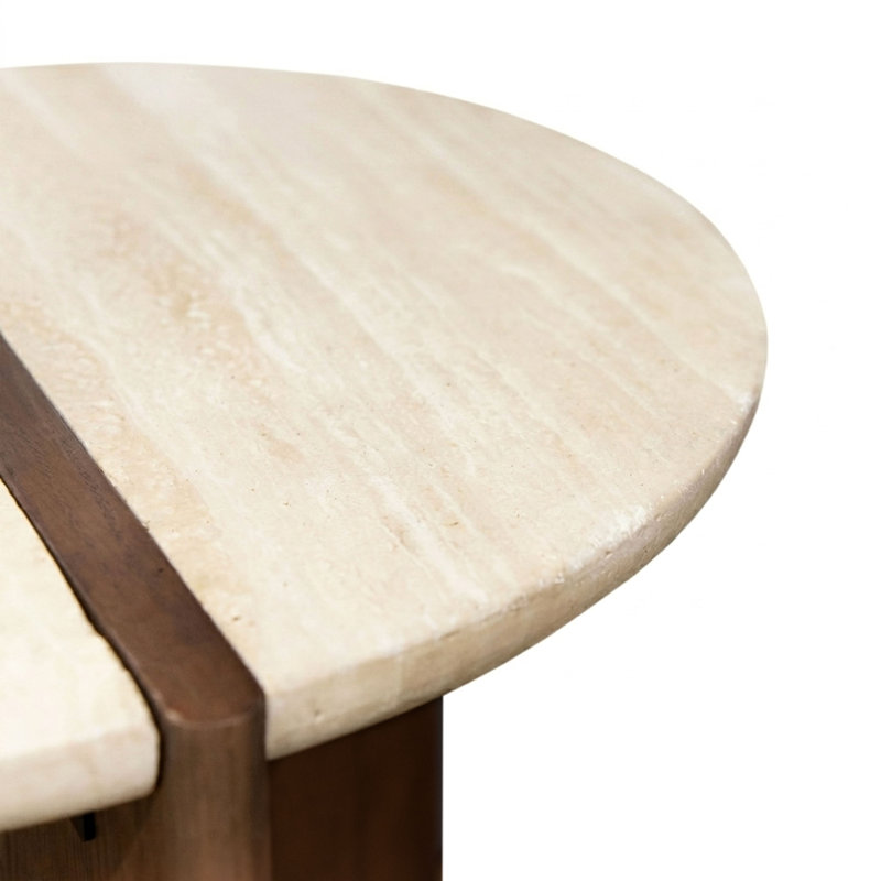 Ensemble de 2 tables de bout Garces avec dessus en pierre de travertin Garces