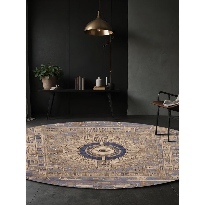 Tapis gris soyeux et moelleux, Rond 3 pi