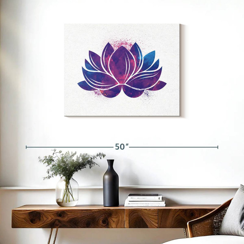 Silhouette de lotus mauve, H 24 po x l 30 po x P 1,25 po