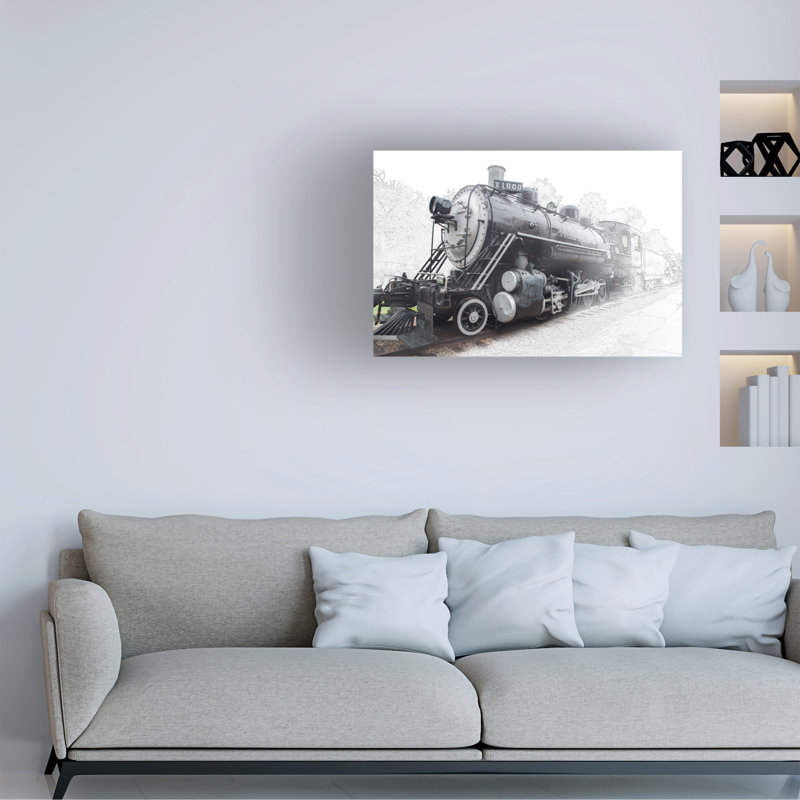 Train moderne et contemporain sur toile, L 32 po x H 22 po