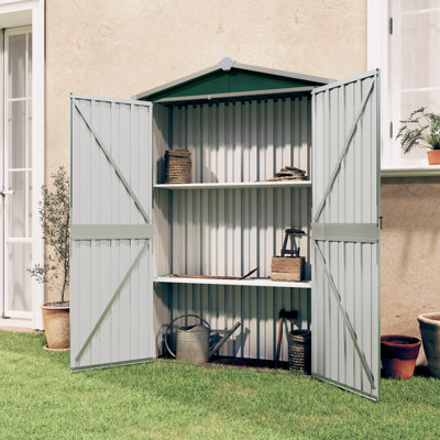 vidaXL Garden Shed Green 45.7"x17.7"x68.9" Galvanized Steel