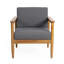  Chaise longue d'extérieur Mid-Century en bois d'acacia avec coussins, résistante aux intempéries, gris