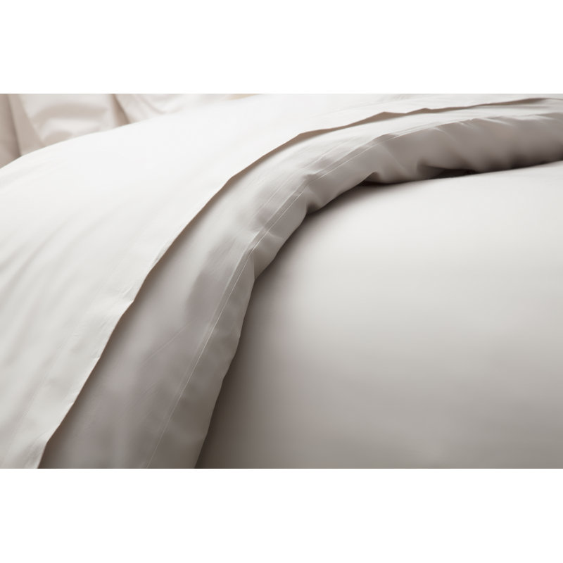 Cotton Solid Colour Duvet Cover Set with Pillowcases Included, Double Duvet Cover + 2 Standard Pillowcases, Oyster