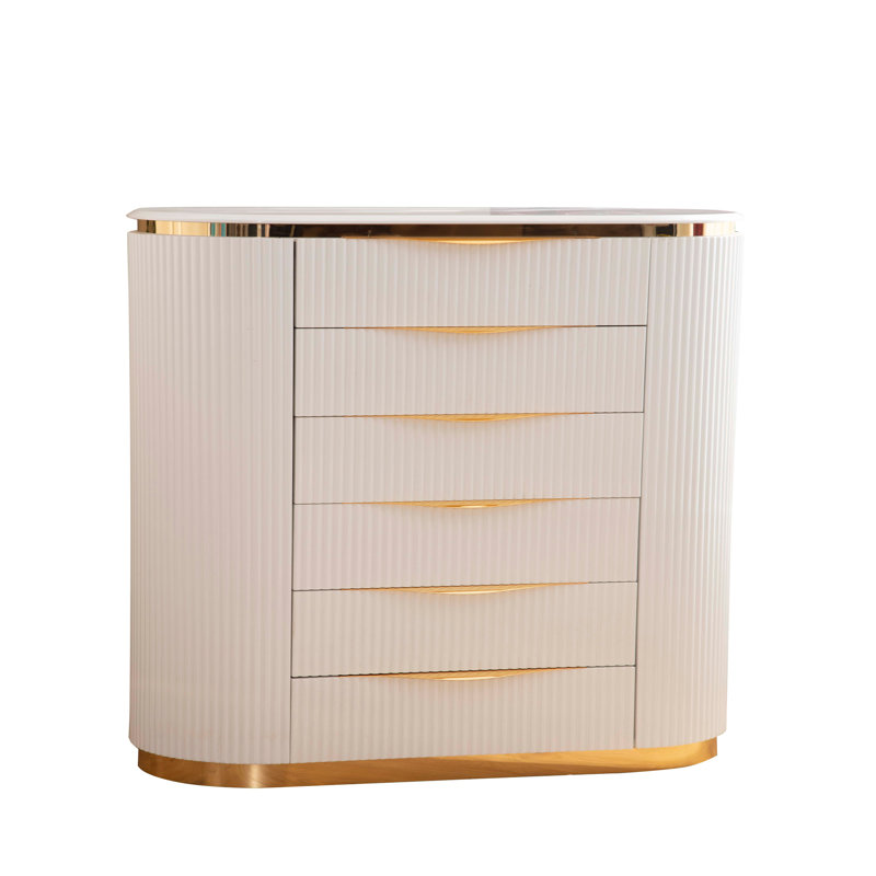 Commode dorée avec bois en blanc