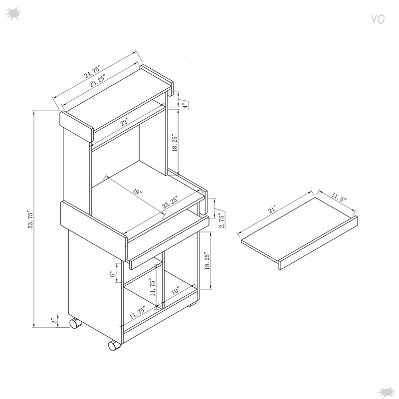 Chariot d'ordinateur pour micro-ondes, Blanc