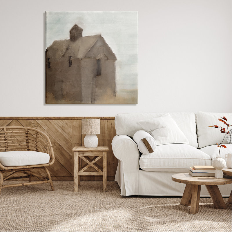 Rustic Painterly Brown Barn Farmland - Peinture, Toile tendue, H 36 po x l 36 po x P 1,5 po