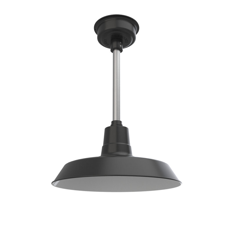 Luminaire suspendu en forme de dôme à 1 lumière DEL Haleigh, H 48 po x l 16 po x P 16 po, Noir mat / argent galvanisé