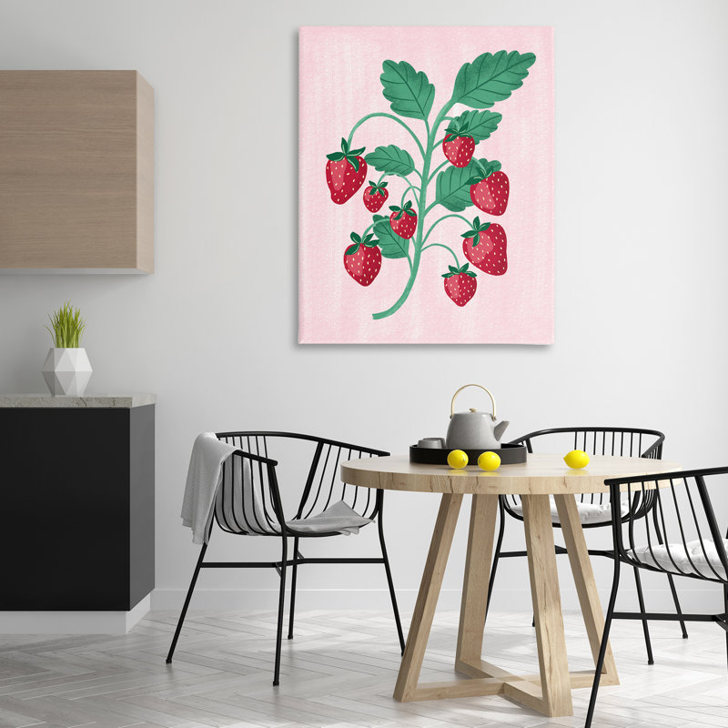  Art mural sur toile "Fresh Strawberries Branch" par Aralma, H 48 po x l 36 po