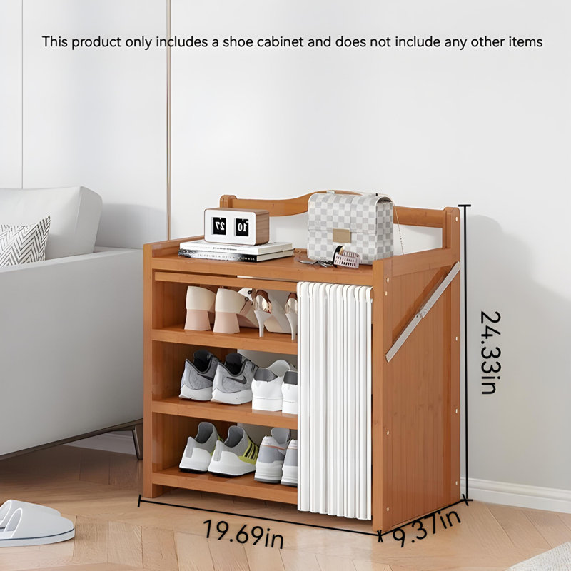 Free Installation Folding Shoe Rack, Home Multi-Layer Bamboo Shoe Cabinet, Doorstep Storage Rack, Rental Artifact, Tan