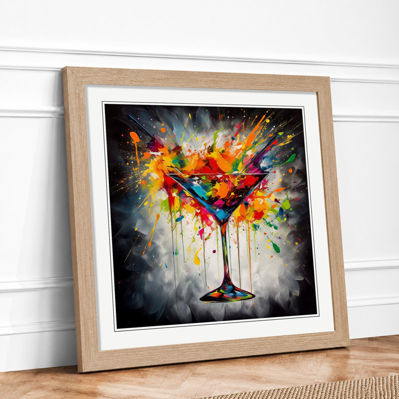 Cocktail Abstract Art No.1 - Framed Print, Oak