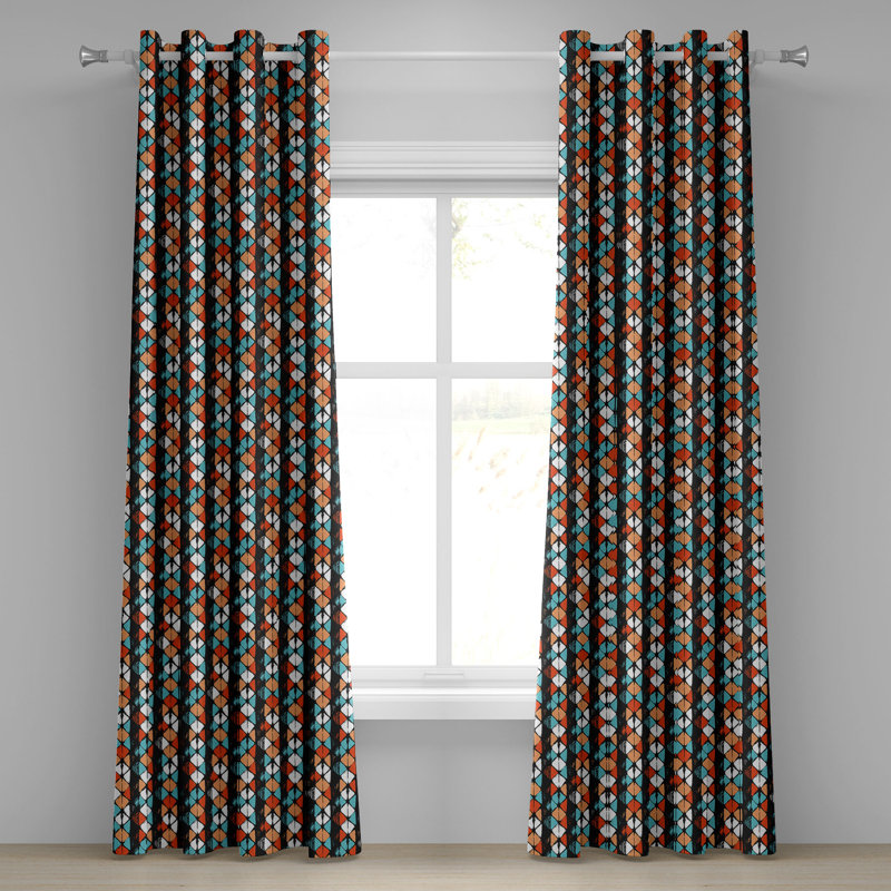 Rideau décoratif à œillets 2 panneaux Dakota Fields, 50 po x 96 po, saumon turquoise, L 50 po x L 108 po