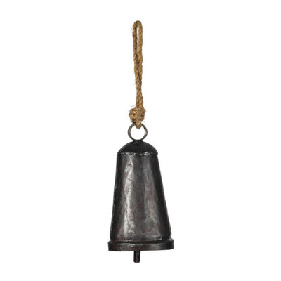 Vickerman 8" Matte Gunmetal Country Bell Ornament on Jute Cord. Includes 2 pieces per bag.