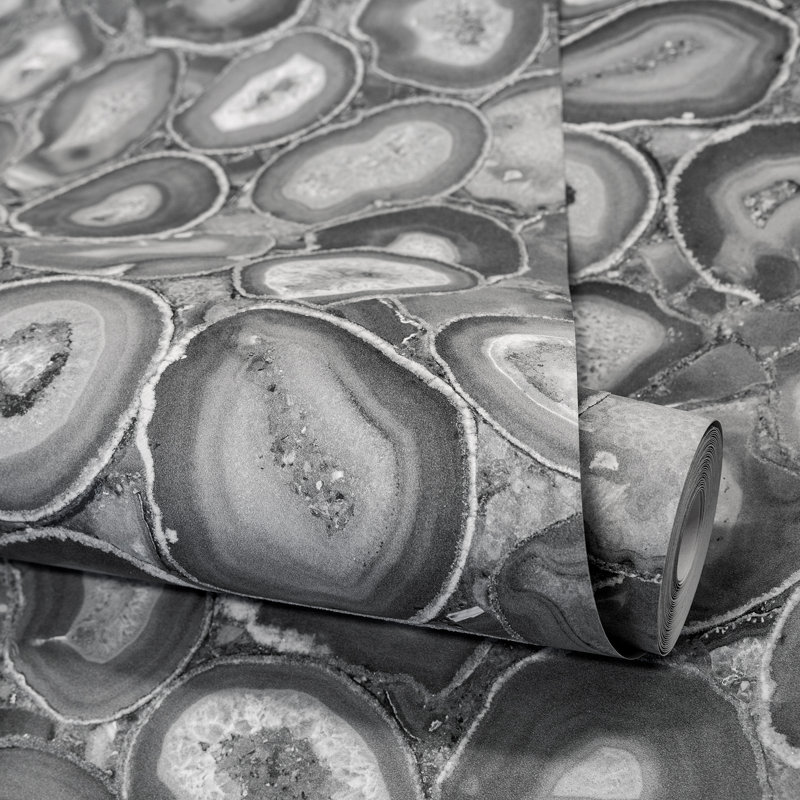 Chelchowska Pepper Collection Glass Bead Finish Geometric Filo Stone 10.05m x 70cm Wallpaper Roll, Grey