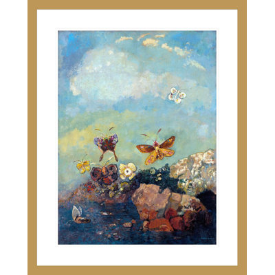 «Butterflies» par Odilon Redon, impression giclée sur cadre