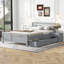 Lit plateforme en bois avec 2 tiroirs de rangement et 2 tables de chevet-358447378