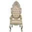 Chaise de salle à manger avec accoudoirs (ensemble de 2), cuir synthétique, finition or antique, dossier capitonné