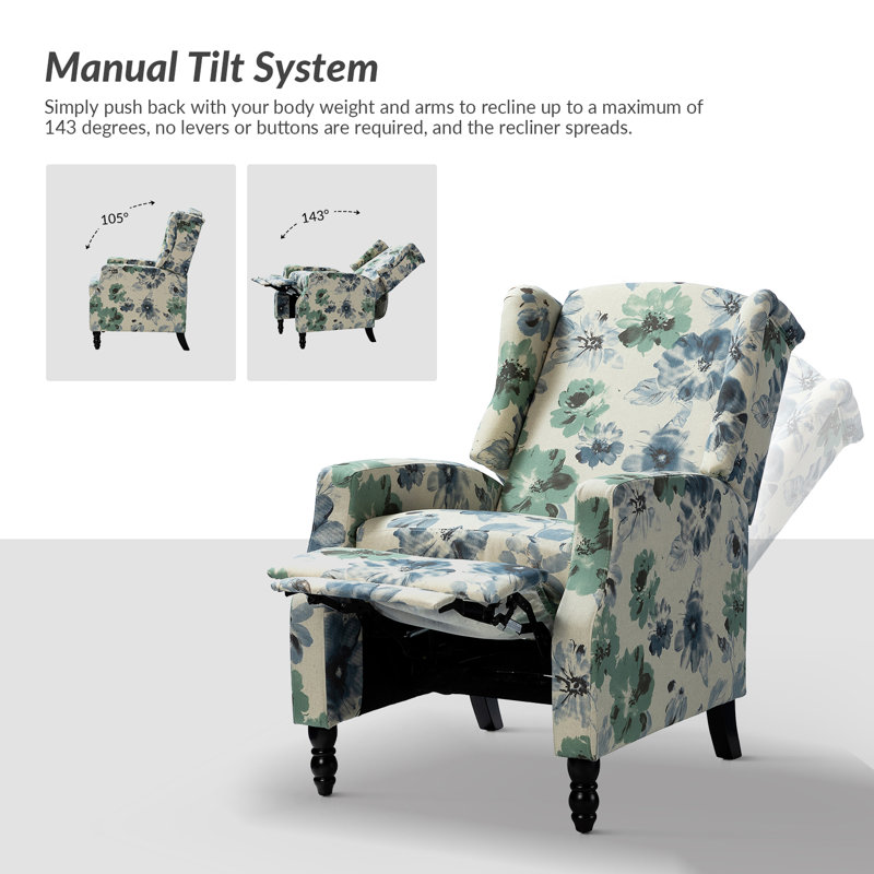 Sobotka Upholstered Recliner, Floral Harbor Polyester