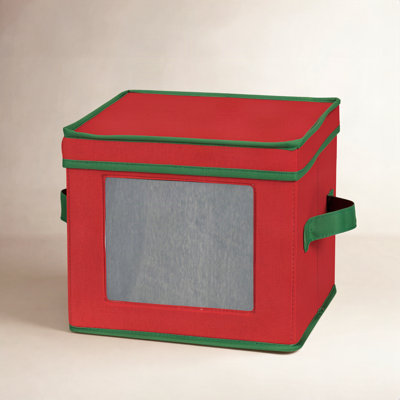 Holiday Salad Plate Windowed Panel Storage Chest with 12 Compartments with Trim