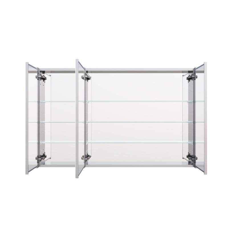 Armoire à pharmacie en aluminium l 48 po x H 30 po avec tablettes réglables et 3 portes, H 30 po x l 48 po x P 4,8 po