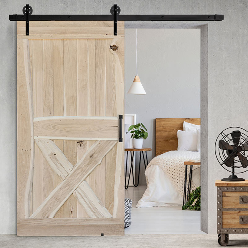 Buldir Solid Oak Barn Doors, 220cm H x 100cm W x 4cm D, Unfinished