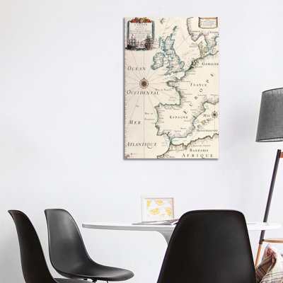 Antique West Europe Map - Wrapped Canvas Painting