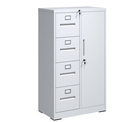 4-Drawer Metal Vertical File Cabinet with Lock and 1 Door for Home Office, Steel Storage Cabinet for Hanging Legal/Letter/A4 Size Files