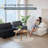 Beige Folding Sofa Bed With Pillow And Back Support