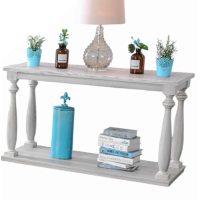 Rustic Style 1Pc SOFA TABLE Open Bottom Shelf Plank Style Table Top Living Room Furniture