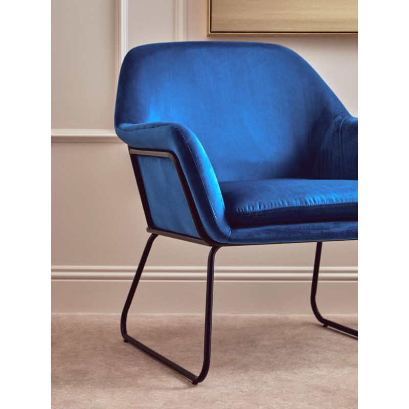 Velvet Club Chair, Blue Velvet/Black