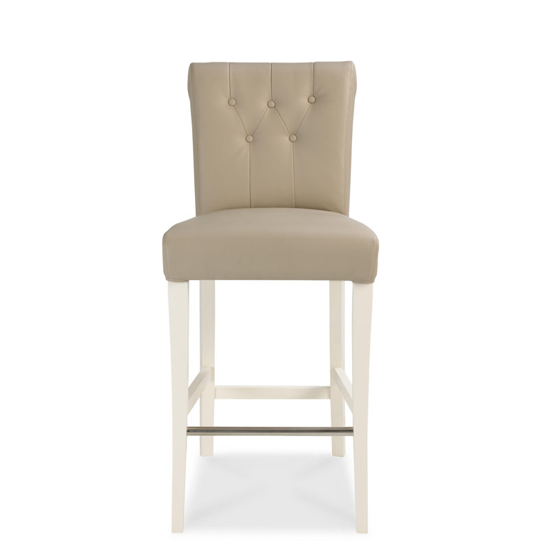 Todd Upholstered Adjustable Height Counter Stool, White, Ivory Bonded