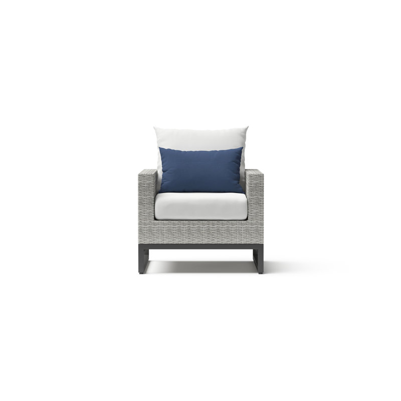 2Pc Sunbrella Outdoor Club Chairs - Grey, Gray, Gray
