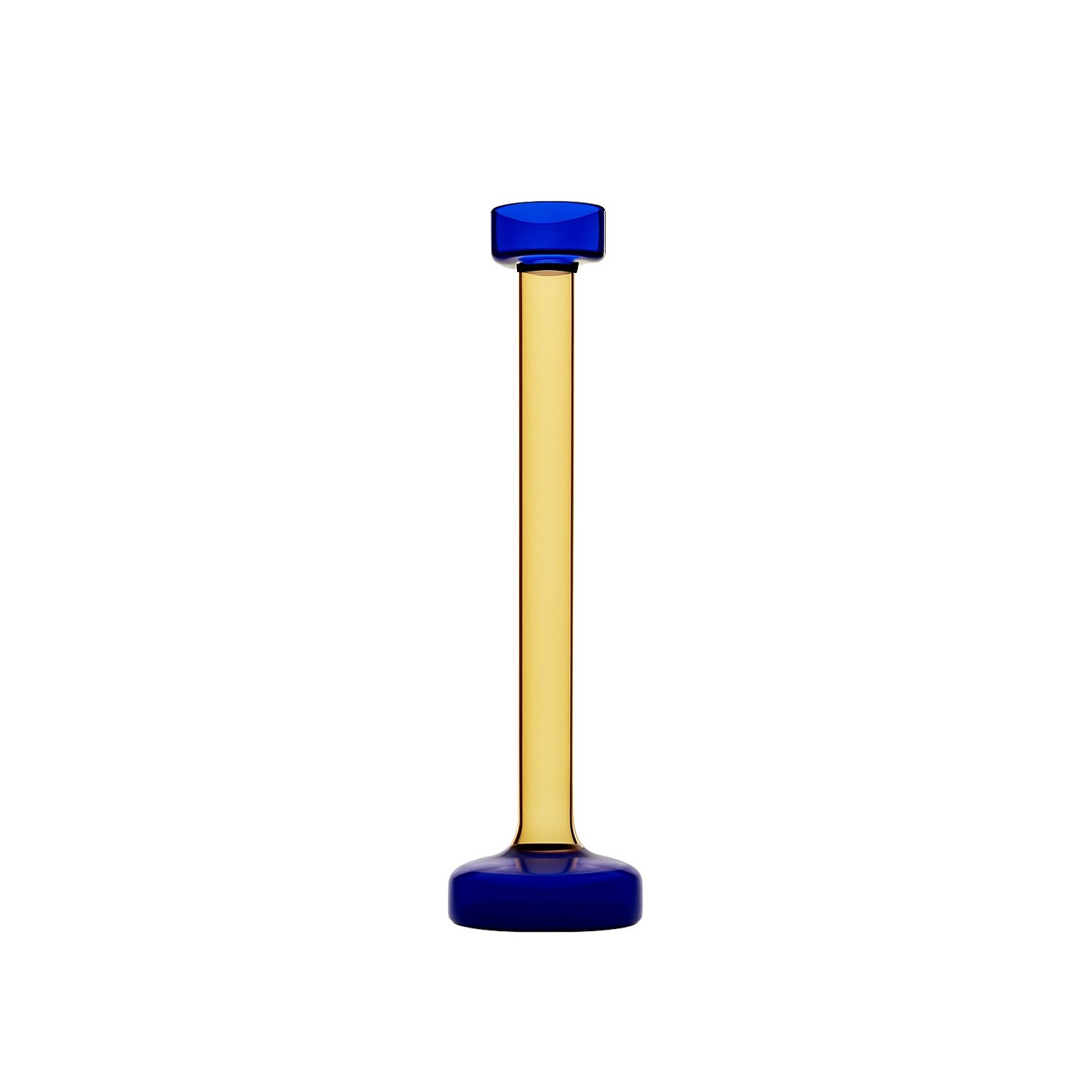 Ahmad Glass Tealight Candle Holder, 13.25"H x 3" W x 3" D, Yellow/Blue