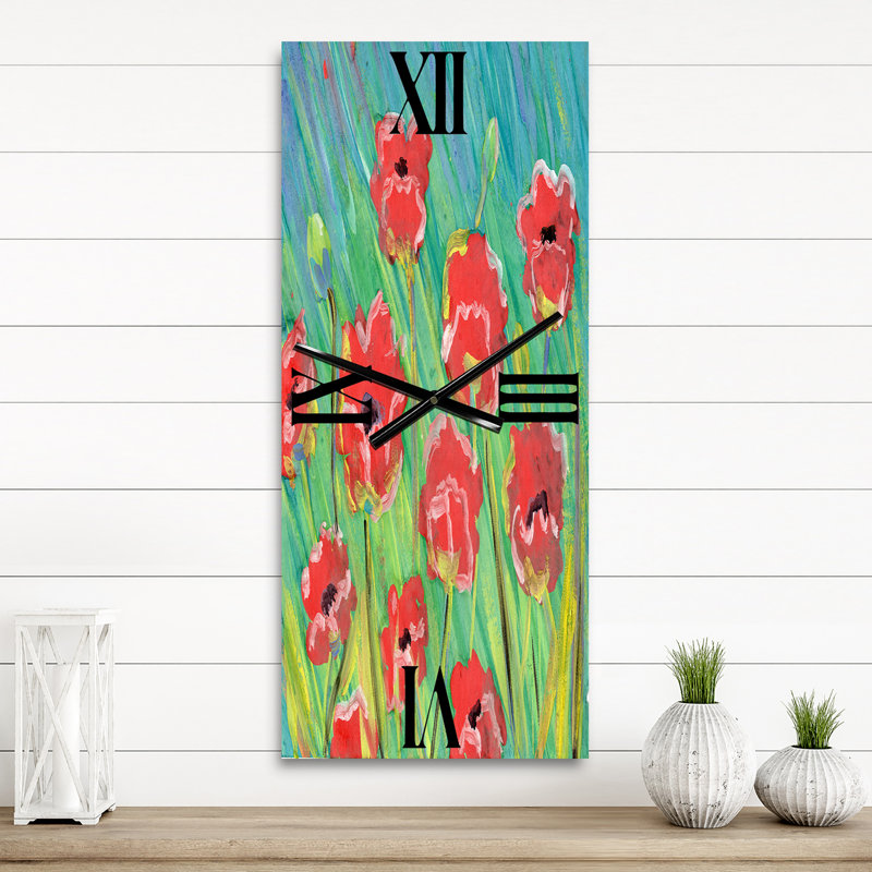 Horloge murale Gouache des coquelicots en fleurs, Grand