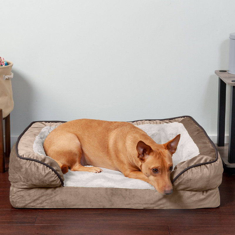 Jumbo Granite Gray Orthopedic Faux Fur Pet Sofa Bed