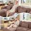 Canapé Aveline 4 places en chenille avec 2 poufs et accoudoirs sculptés-990680391