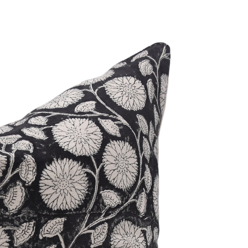Coussin en tissu naturel noir pour canapé, canapé et lit Fabubline Sudrsan Jaal Boho , 16 po x 16 po