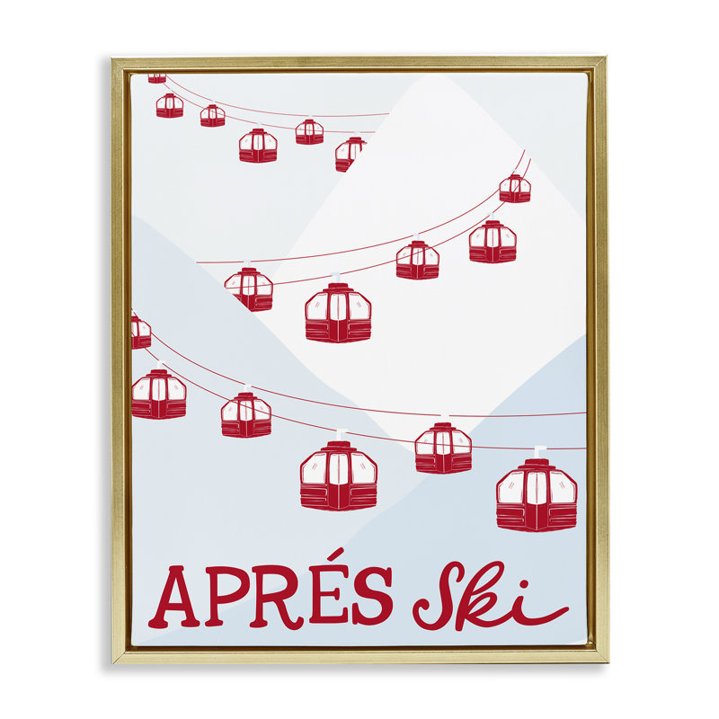 Art mural sur toile flottant, "Red Winter", par Doodles.Ink., H 21 po x l 17 po, Cadre flottant métallique doré