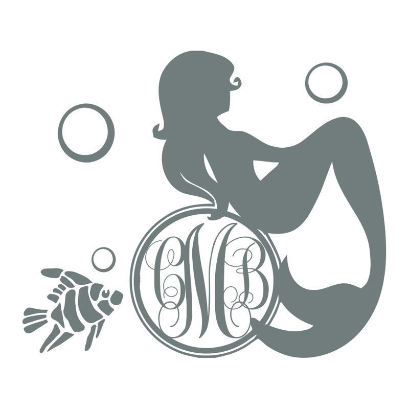 Décalcomanie murale chambre de bébé sirène, Gris