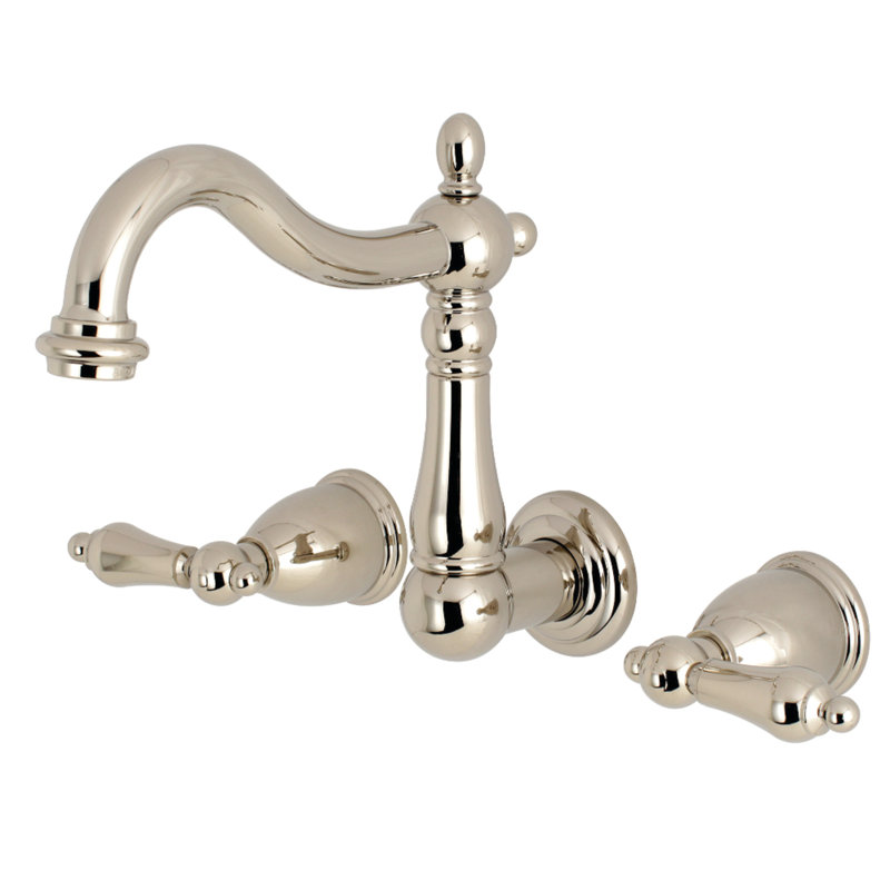 Heritage Wall Mounted Bathroom Faucet, Polished Nickel