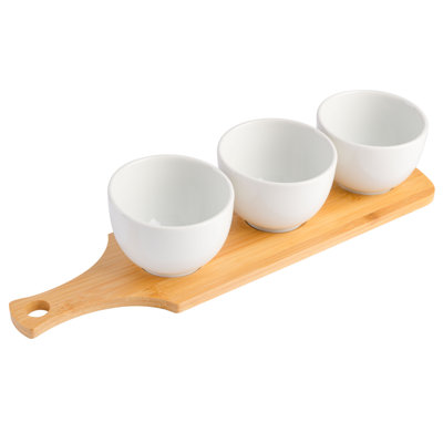Gibson Home Gracious Dining 3-Piece Tidbit Bowl Set W/Bamboo Tray