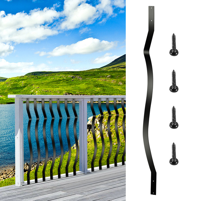 32.25" x 1" x 0.1" Staircase Baluster With Screws, Iron Deck Railing For Wood And Composite Deck.