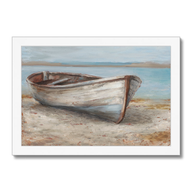 Whitewashed Boat I 1 Piece Painting, 24cm H x 34cm W, White Framed Paper Print