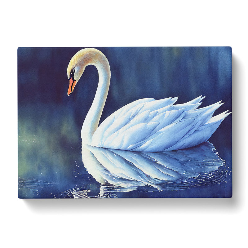 Swan Watercolour Vol.2 - Wrapped Canvas Print, 50cm H x 76cm W x 3cm D