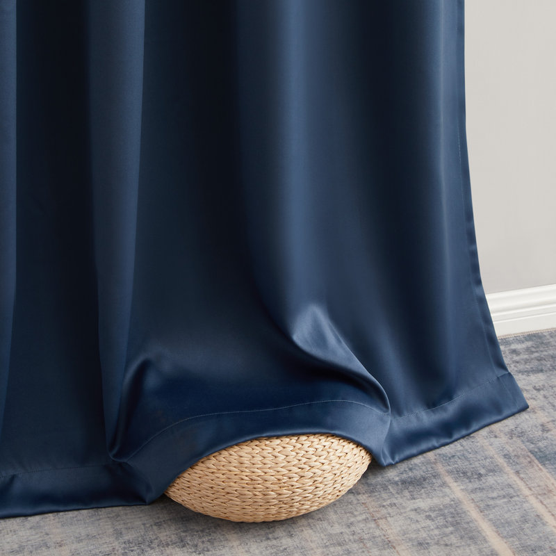 Solid Max 100% Blackout Thermal Grommet Curtain Panels, Midnight Navy Blue, 42" W x 63" L