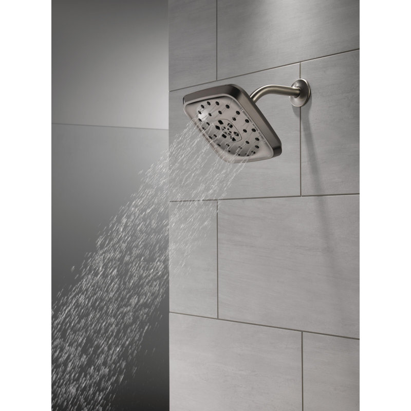 Rain Adjustable Shower Head with H2Okinetic Technology, Lumicoat Black Stainless